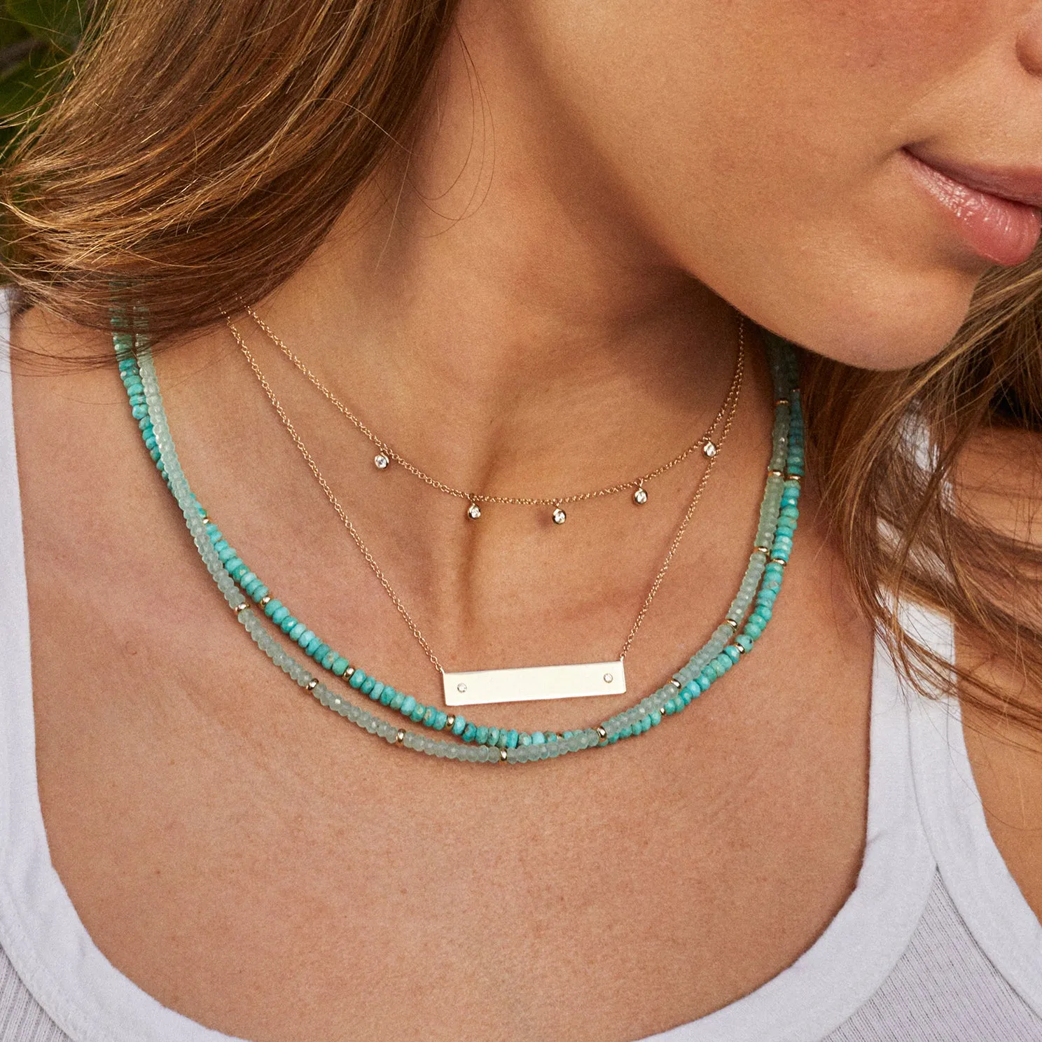 Birthstone Bead Necklace  In Chalcedony
