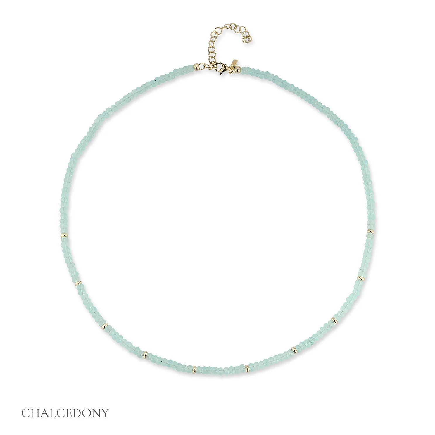 Birthstone Bead Necklace  In Chalcedony