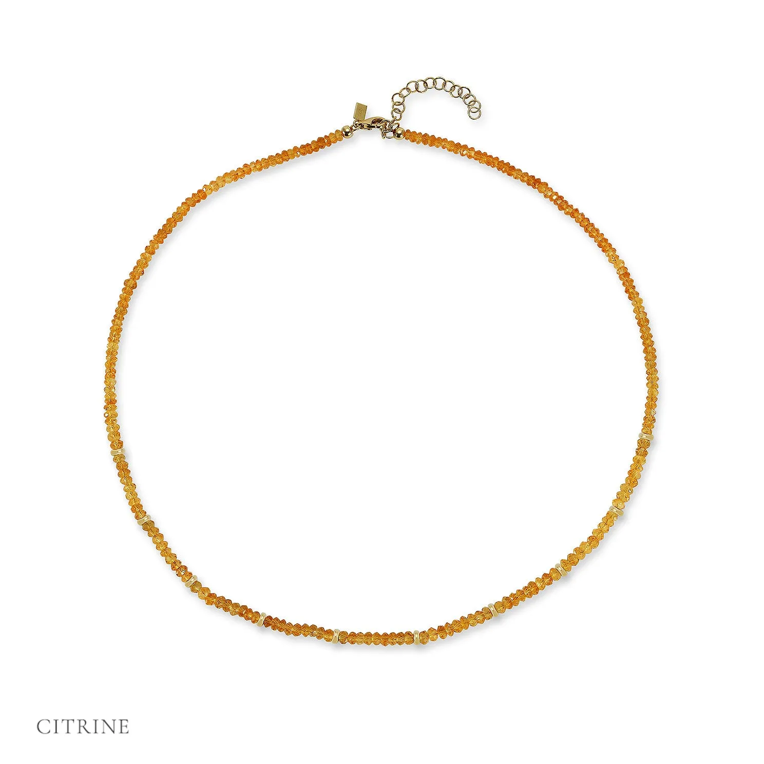 Birthstone Bead Necklace In Citrine