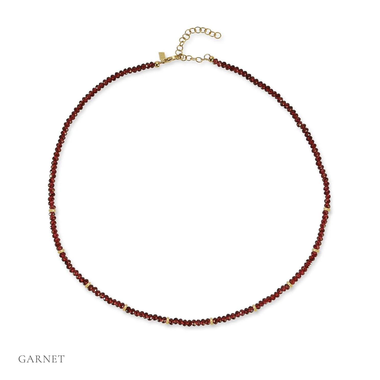 Birthstone Bead Necklace In Garnet
