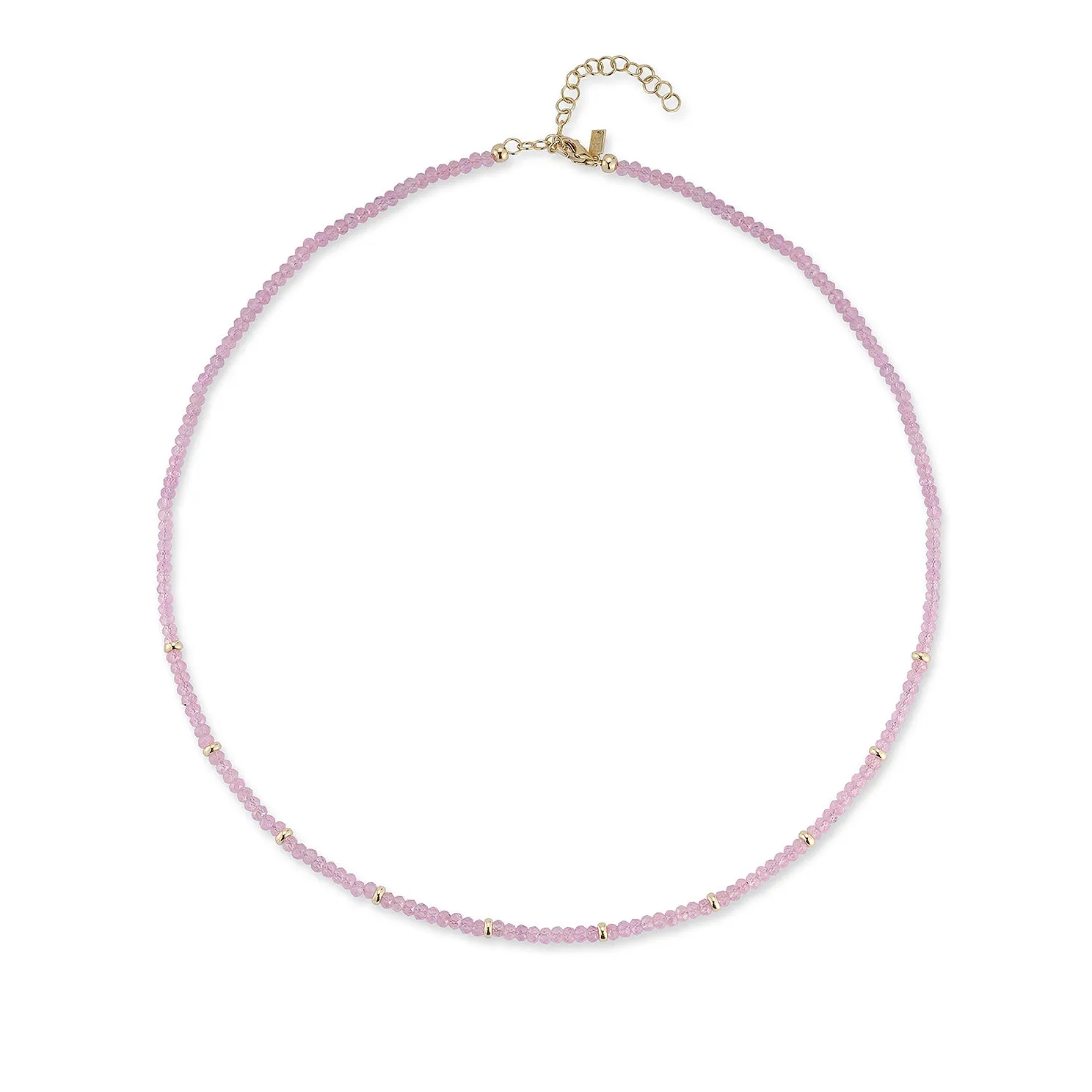 Birthstone Bead Necklace  In Pink Sapphire