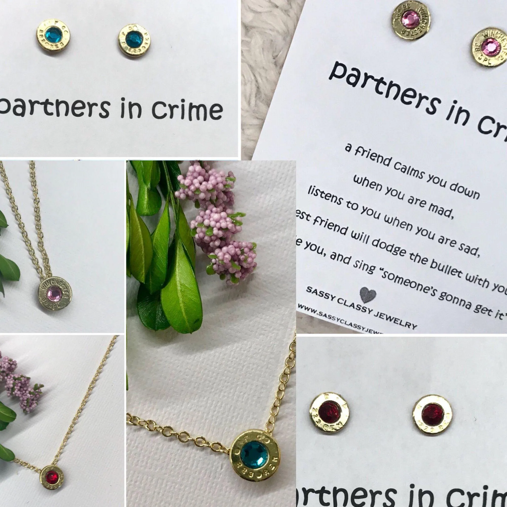 Birthstone Bullet Earrings & Necklaces with Swarovski Crystals
