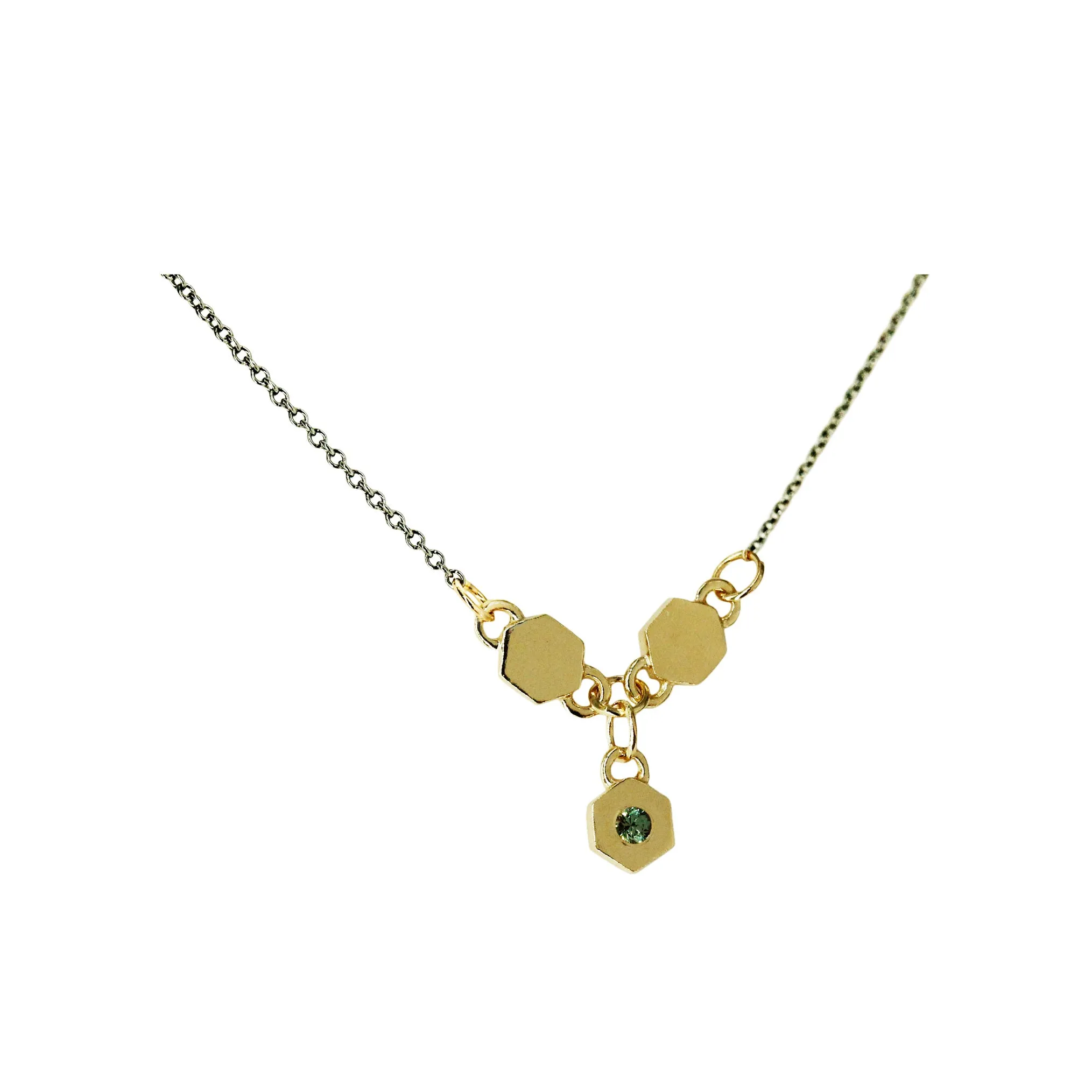 Birthstone Hexagon Necklace - June - Alexandrite