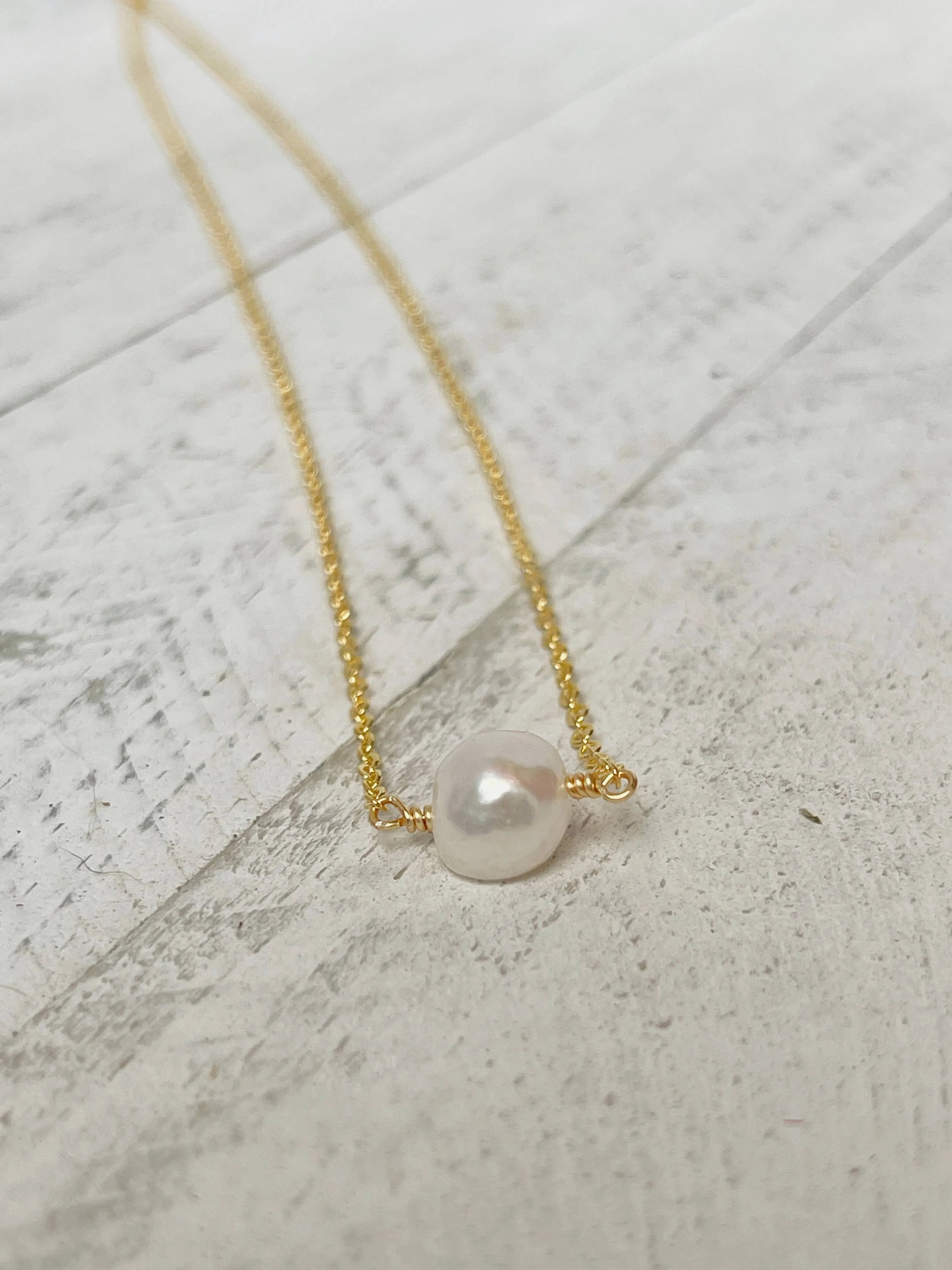 Birthstone Necklace - June - Pearl