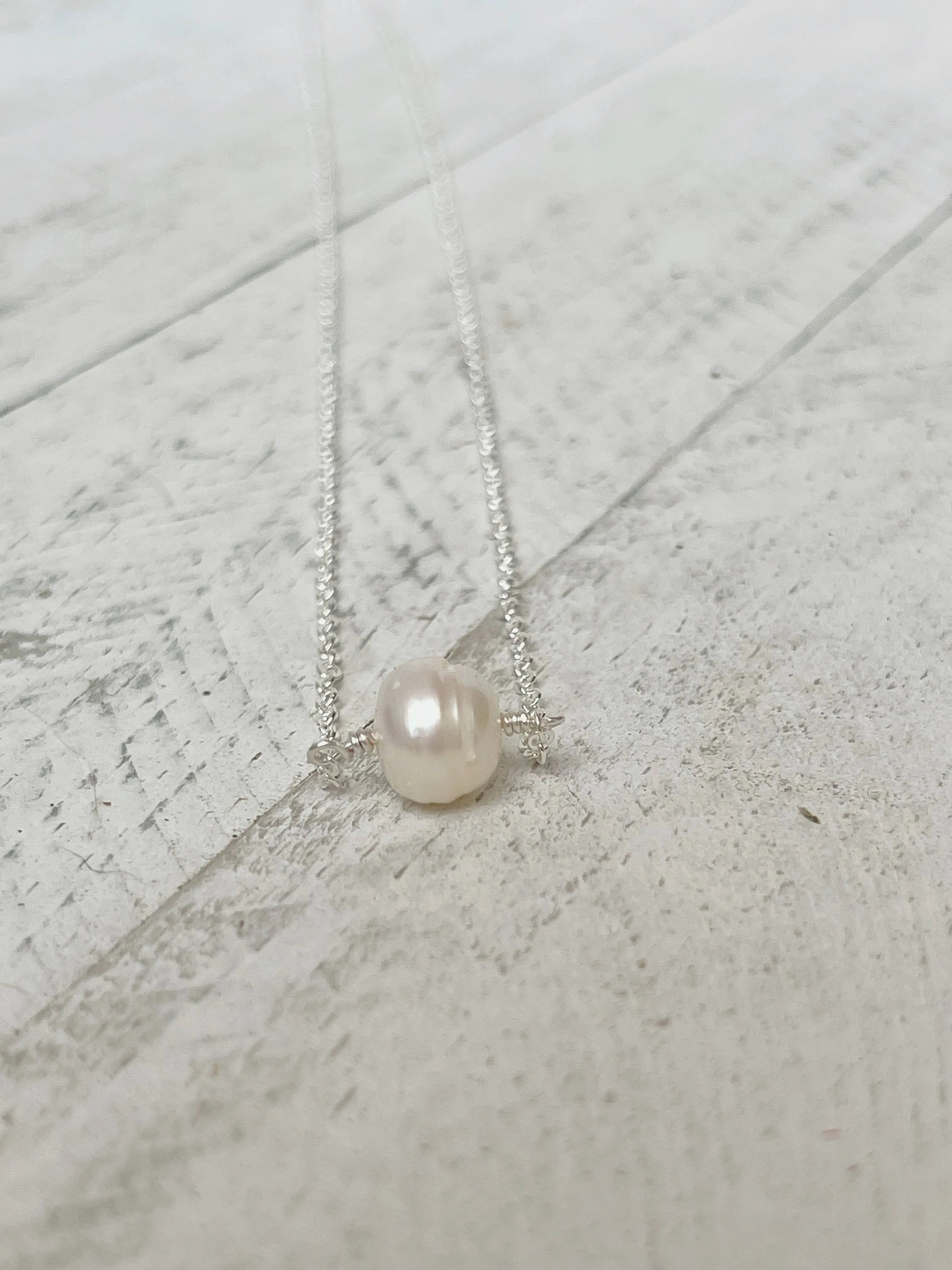 Birthstone Necklace - June - Pearl