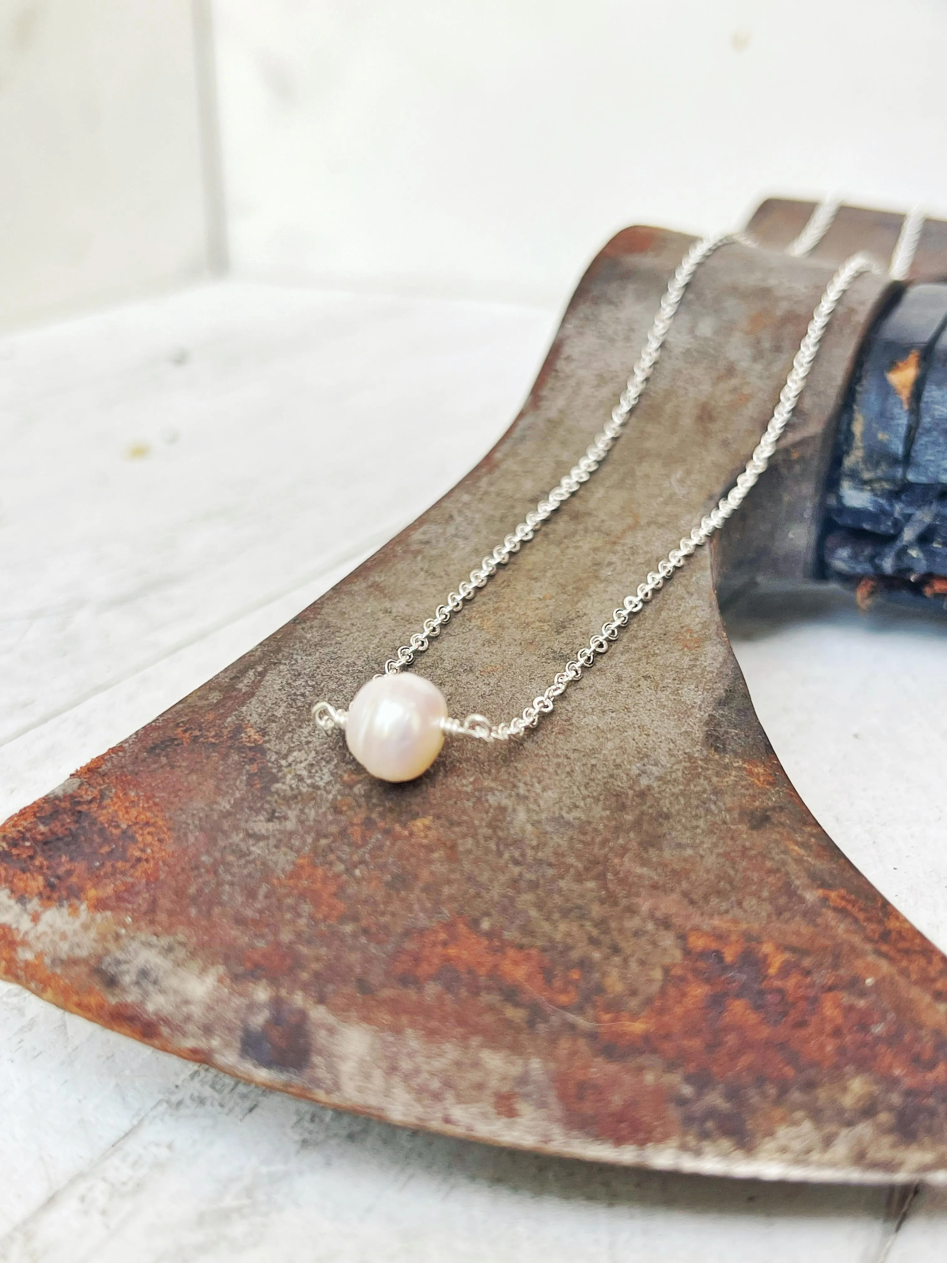 Birthstone Necklace - June - Pearl