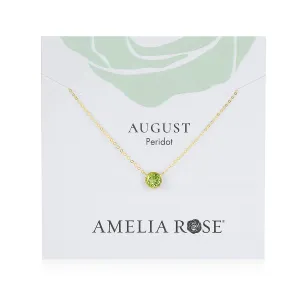 Birthstone Solitaire Necklace-August Peridot