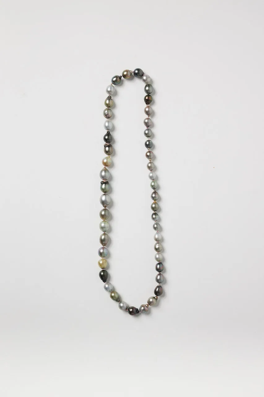Black Baroque Pearl Strand on Pink String