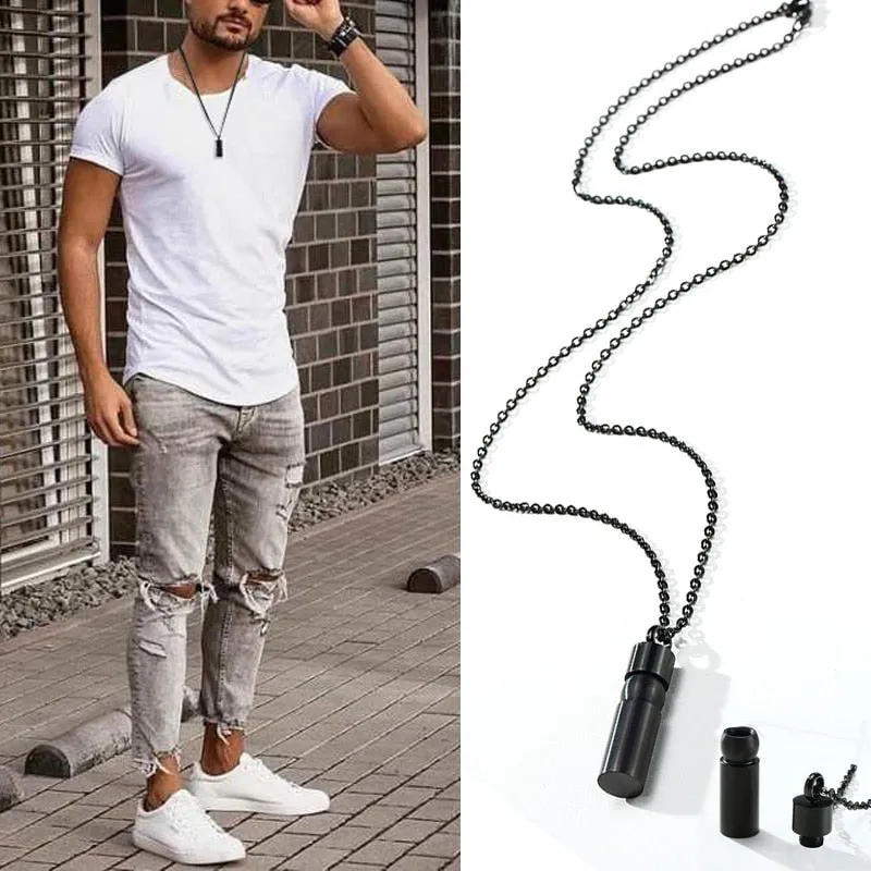 Black Cylinder Ashes Pendant