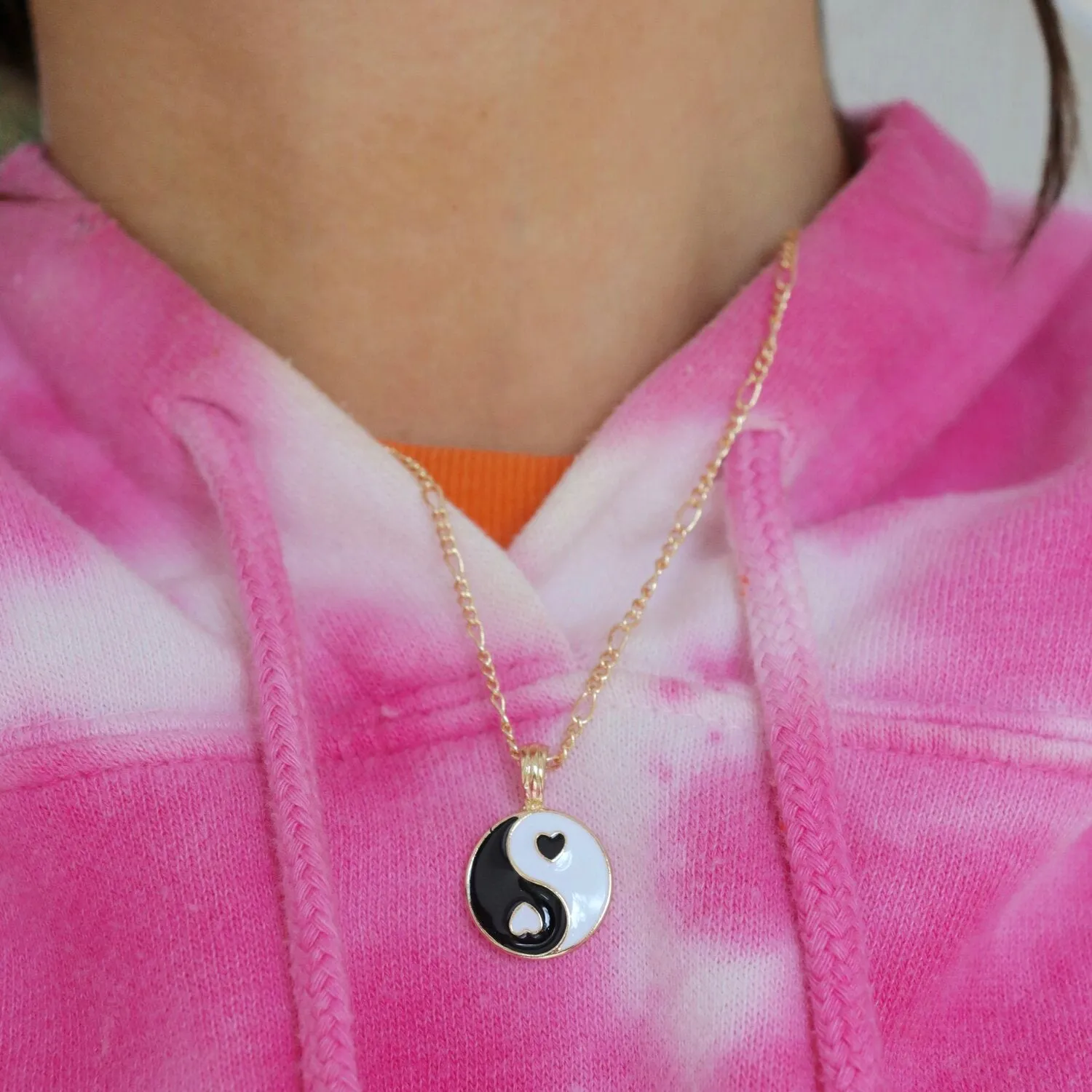 Black Heart Yin Yang Necklace
