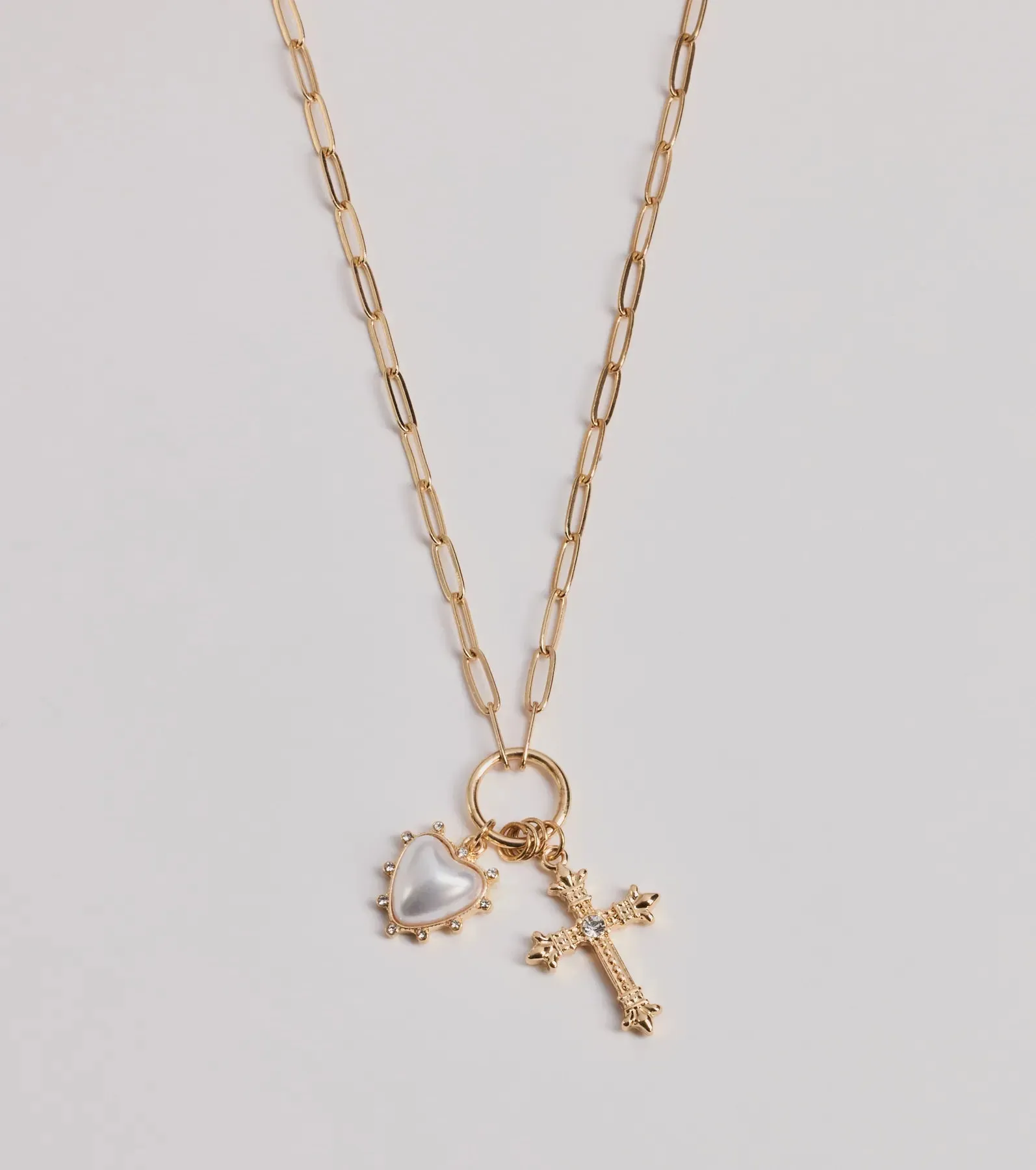 Blessed Romance Heart Cross Pendant Necklace
