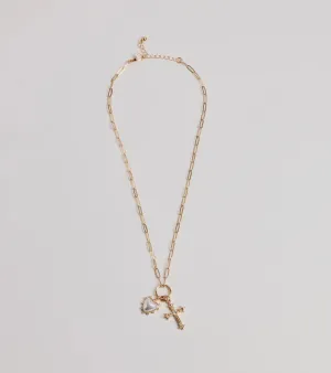 Blessed Romance Heart Cross Pendant Necklace