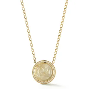Blossom Caspian Necklace - Yellow Mother-of-Pearl and Diamond