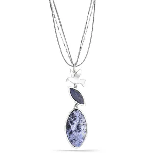 BLUE STONE BIRD CHARM LONG NECKLACES #191BL1501 (2E4)