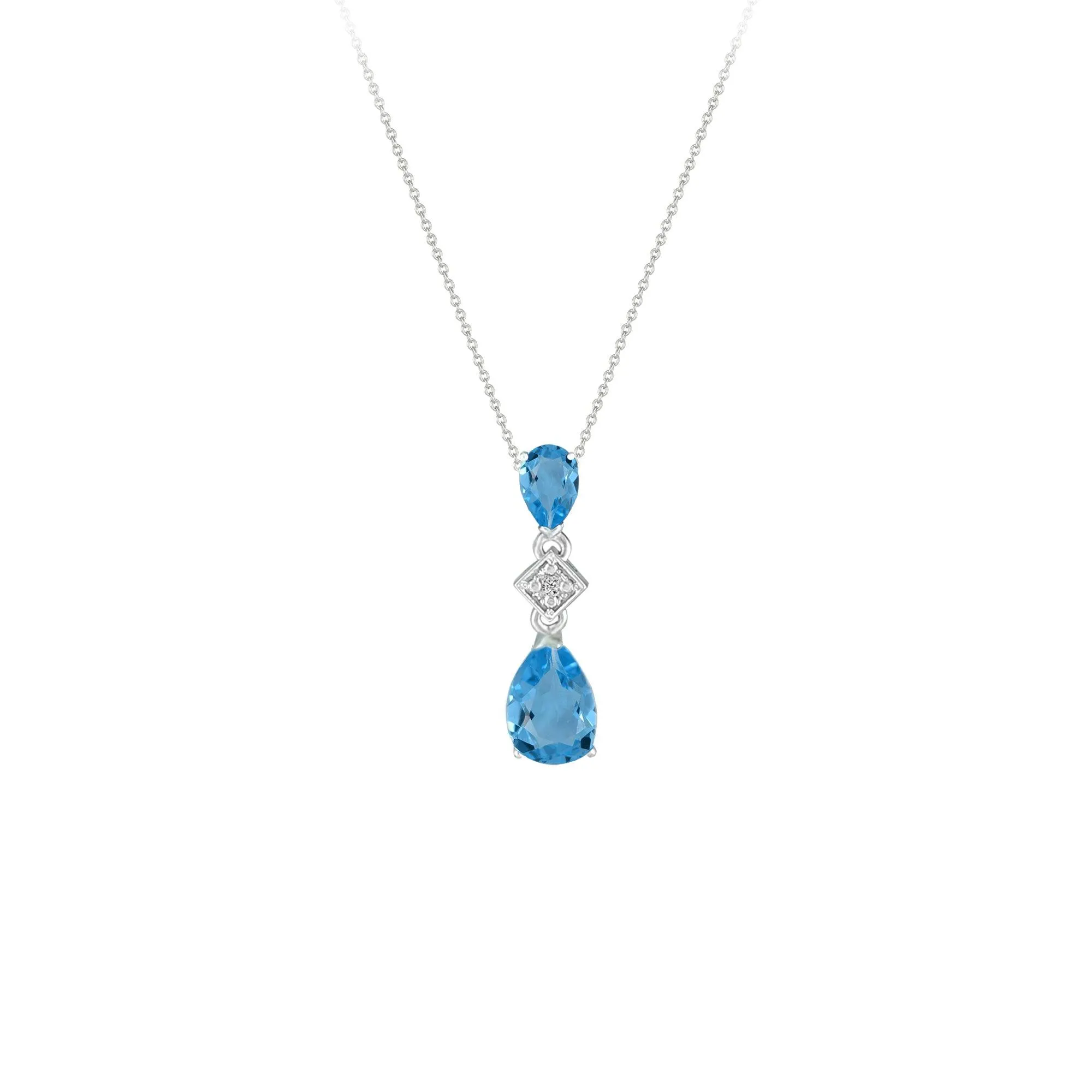 Blue Topaz and Diamond Drop Pendant