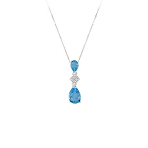 Blue Topaz and Diamond Drop Pendant