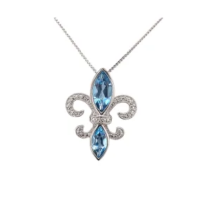 Blue Topaz Fleur de Lis Necklace