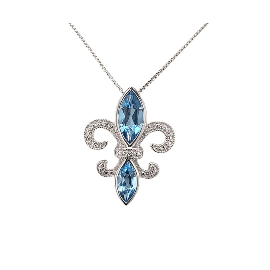 Blue Topaz Fleur de Lis Necklace