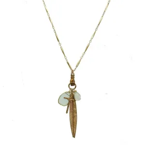 Bronze Feather and Cross Necklace