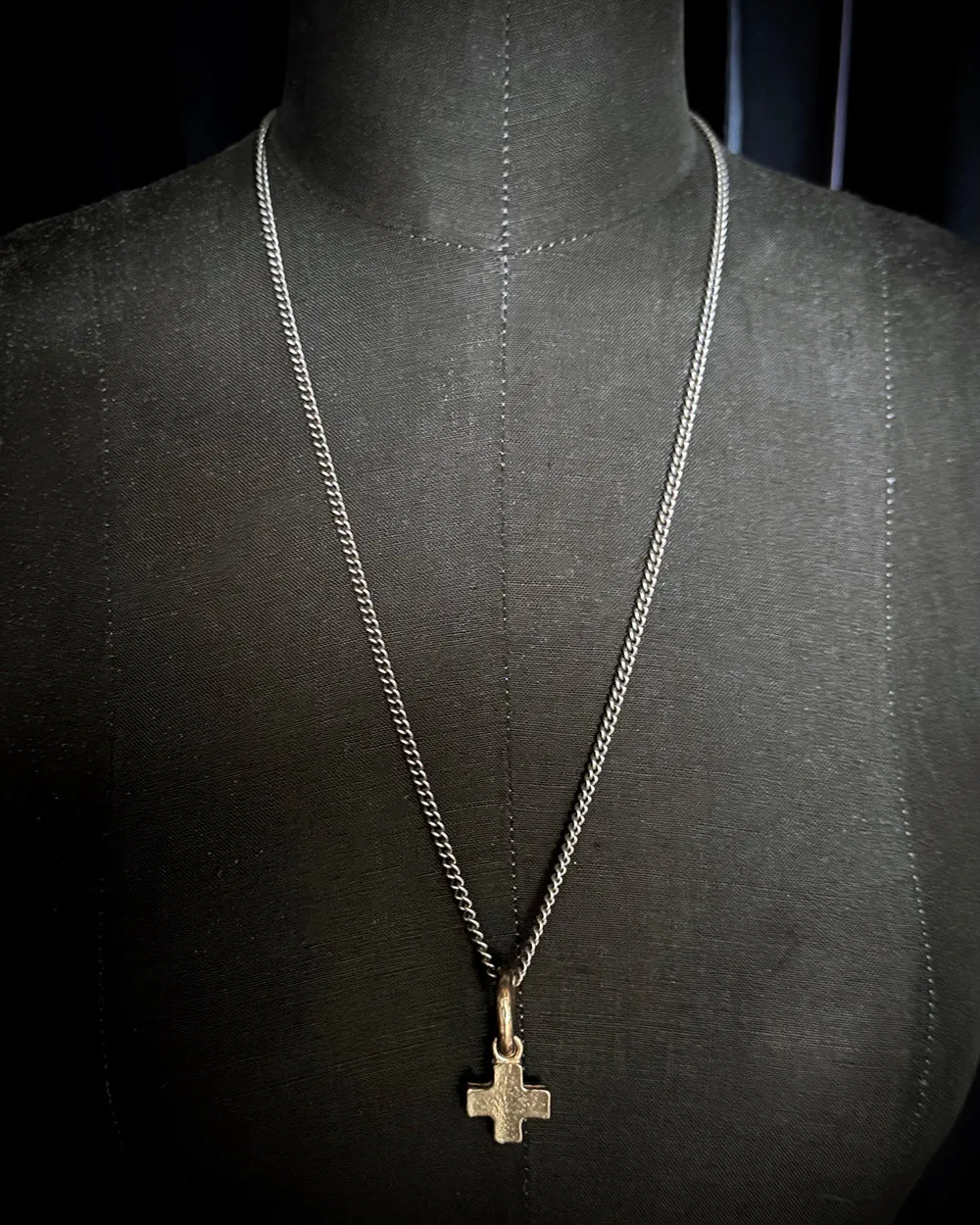Bronze Plus Sign Square Cross Necklace