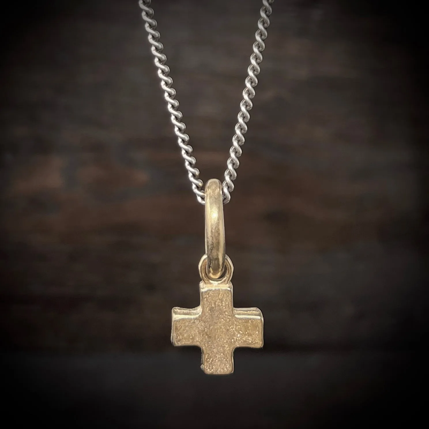 Bronze Plus Sign Square Cross Necklace