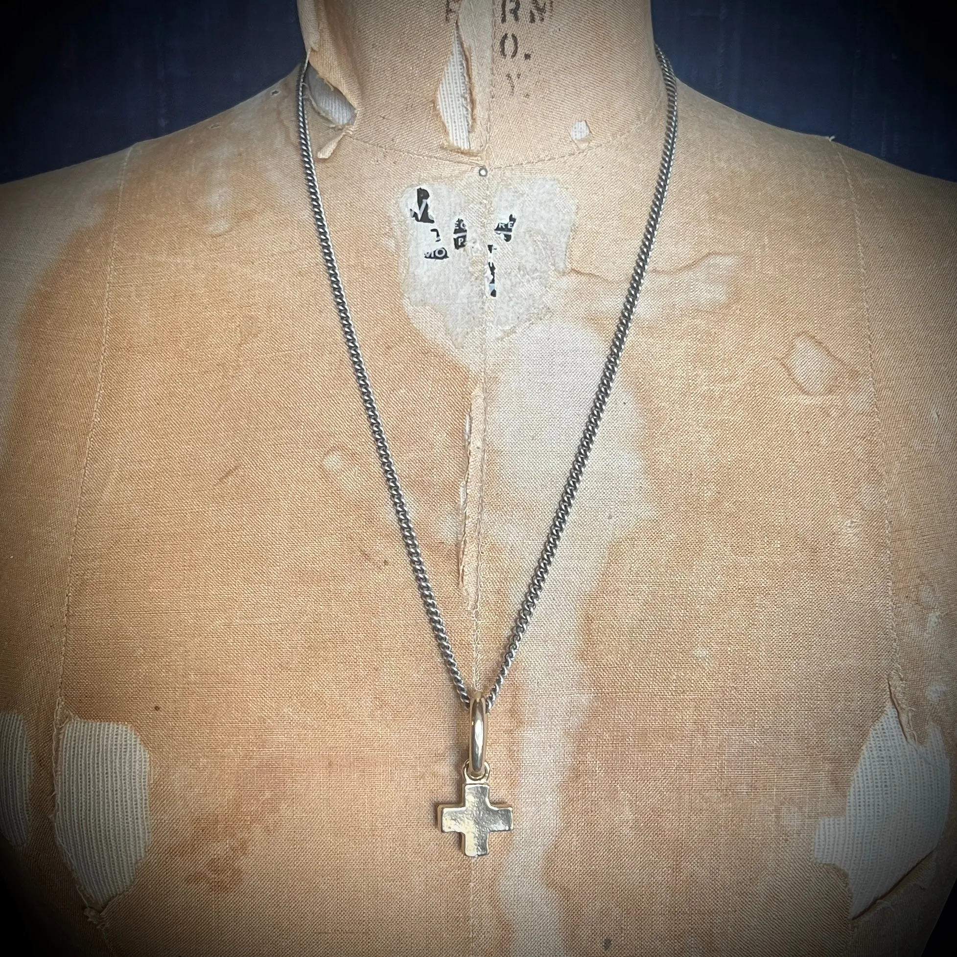 Bronze Plus Sign Square Cross Necklace