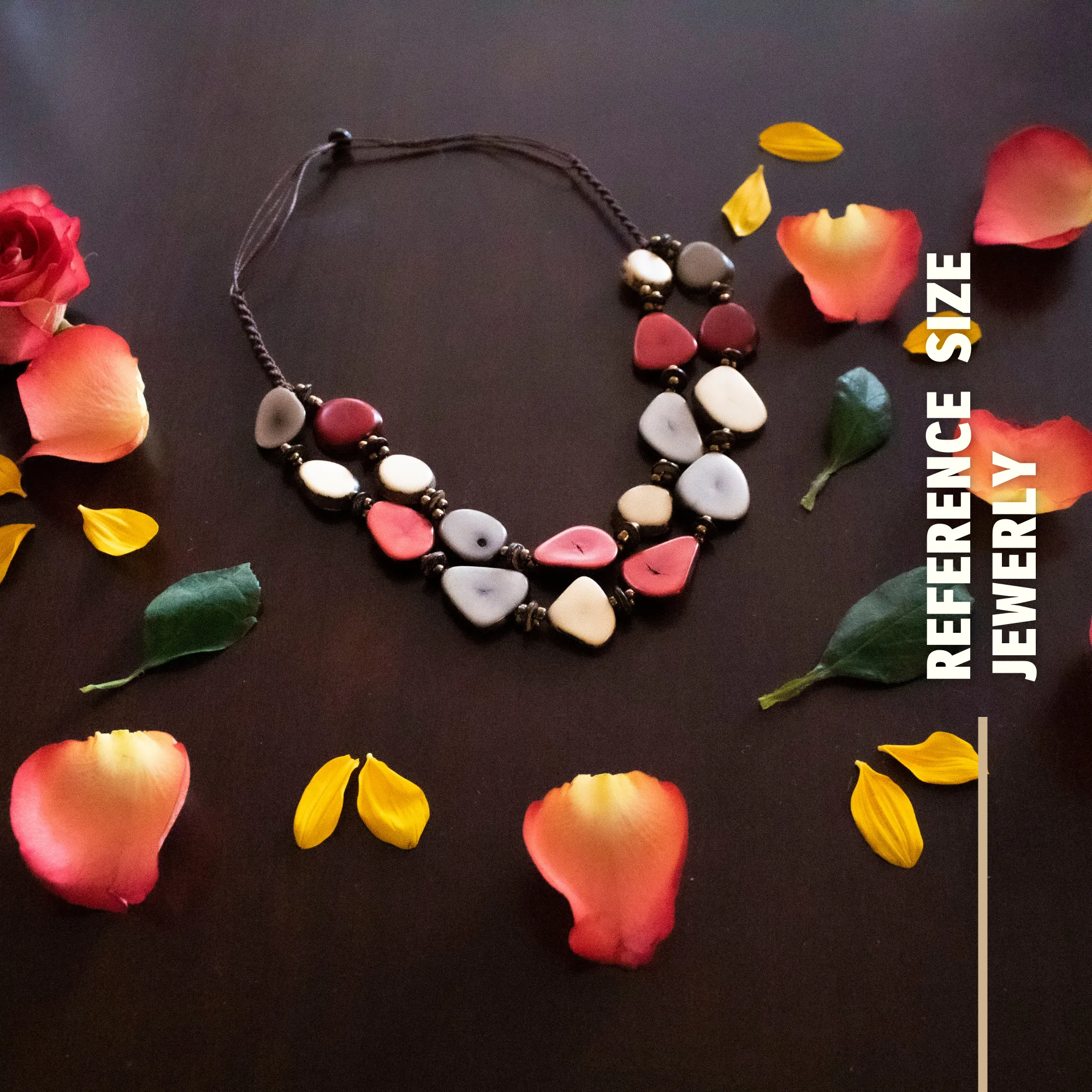 Brown and Red Necklace Tagua nut