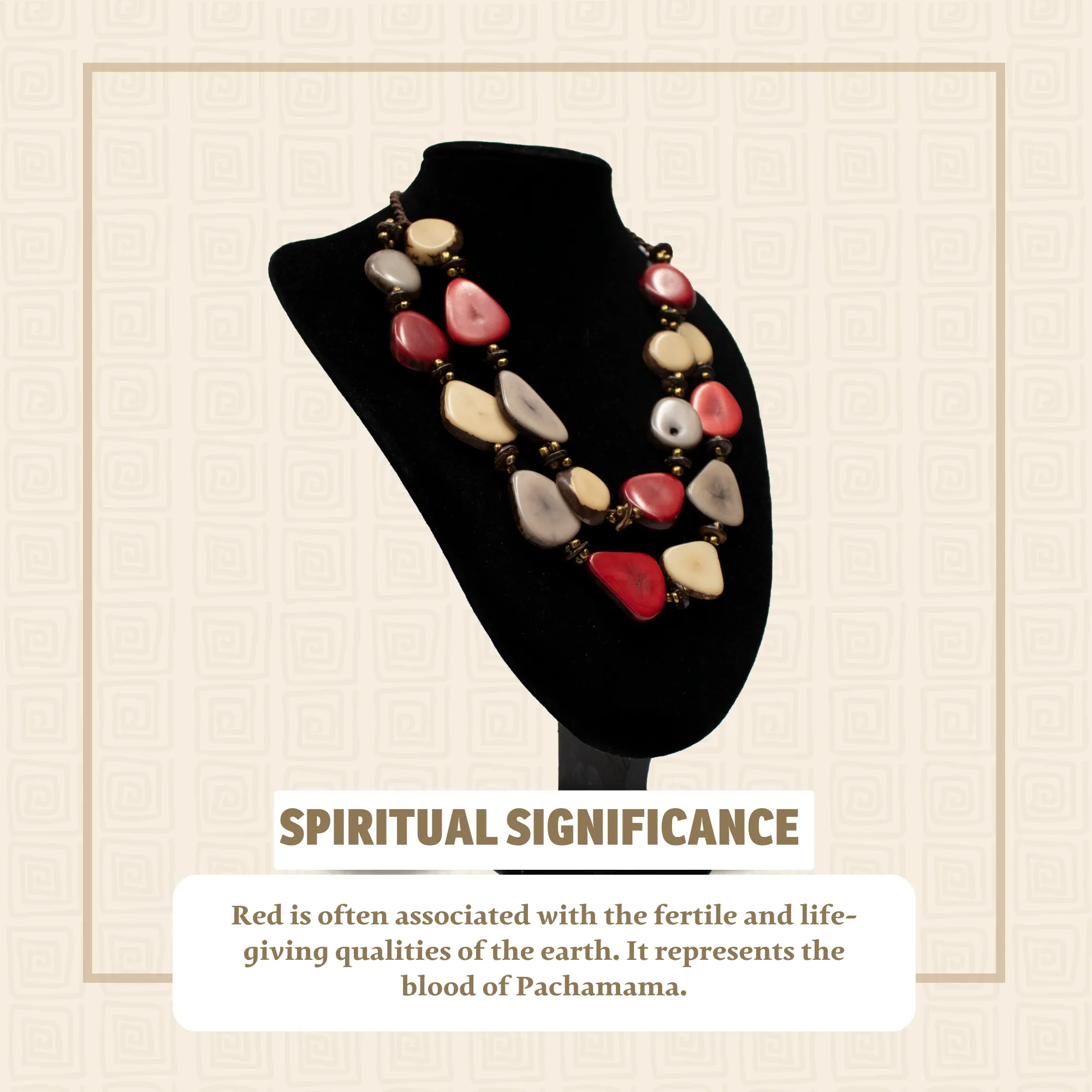 Brown and Red Necklace Tagua nut
