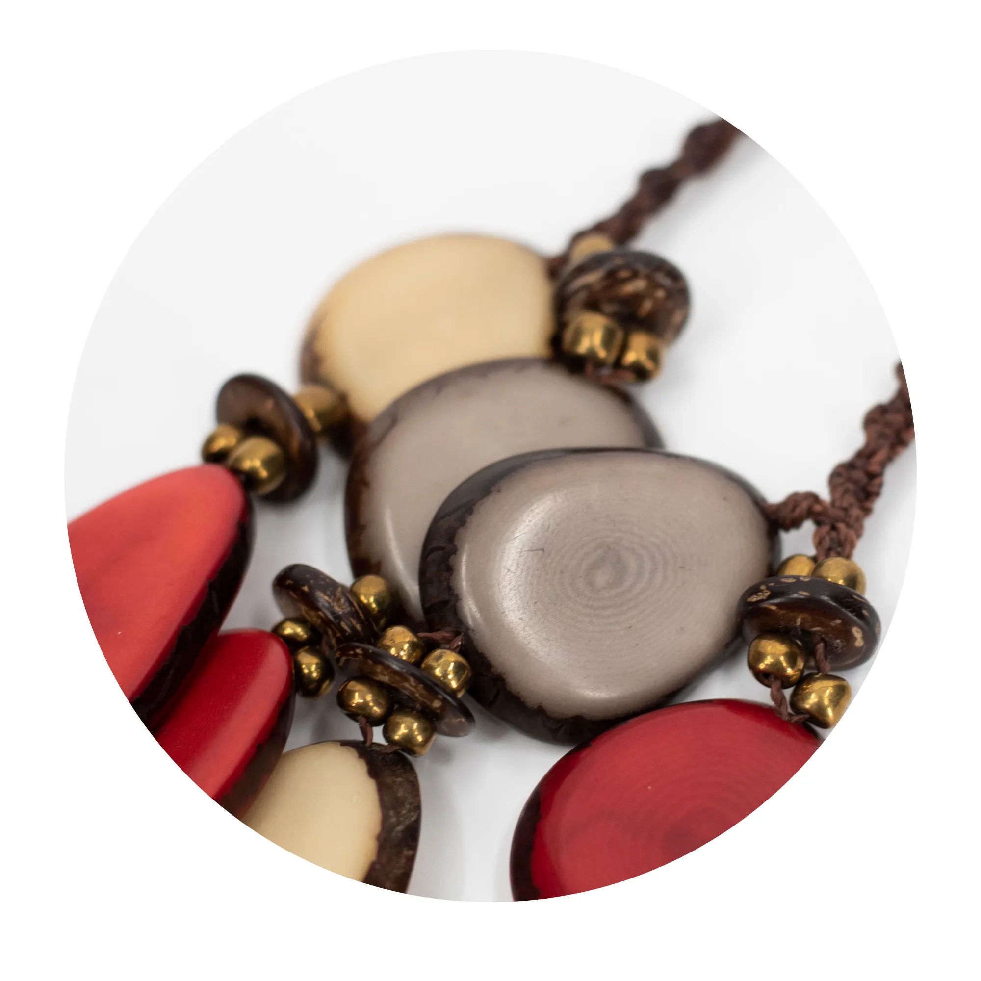 Brown and Red Necklace Tagua nut