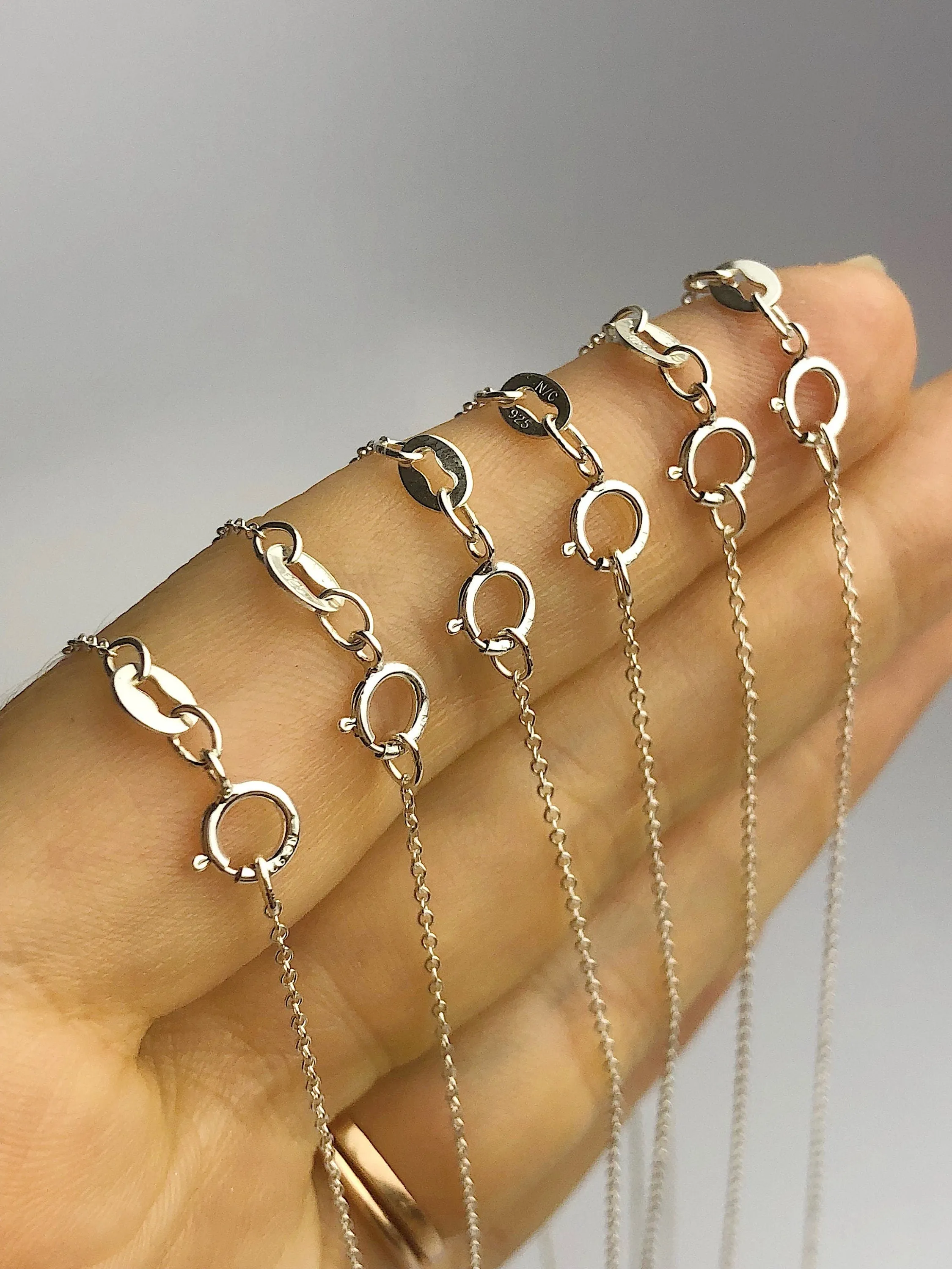 Bulk Quantity - 20" 925 Sterling Silver Anti Tarnish Alloy - 1mm Round Cable Chain Necklaces