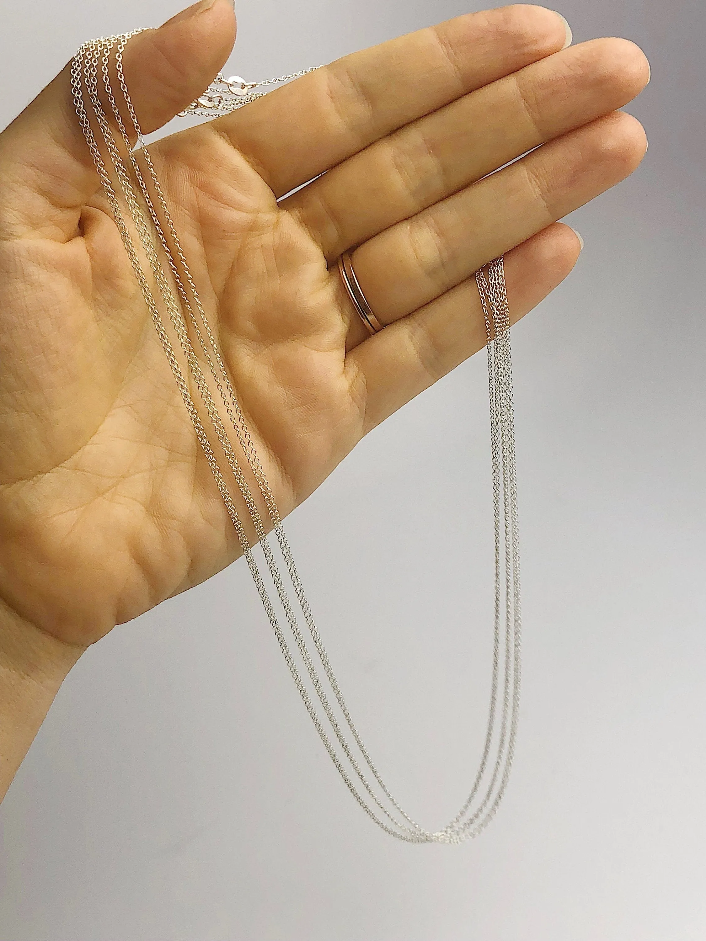 Bulk Quantity - 20" 925 Sterling Silver Anti Tarnish Alloy - 1mm Round Cable Chain Necklaces