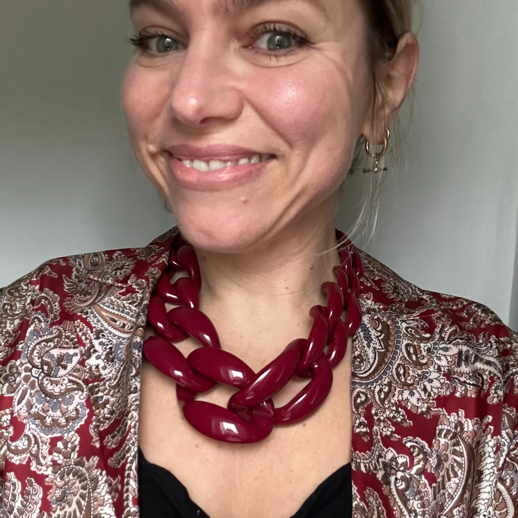 Burgundy Chunky Link Necklace