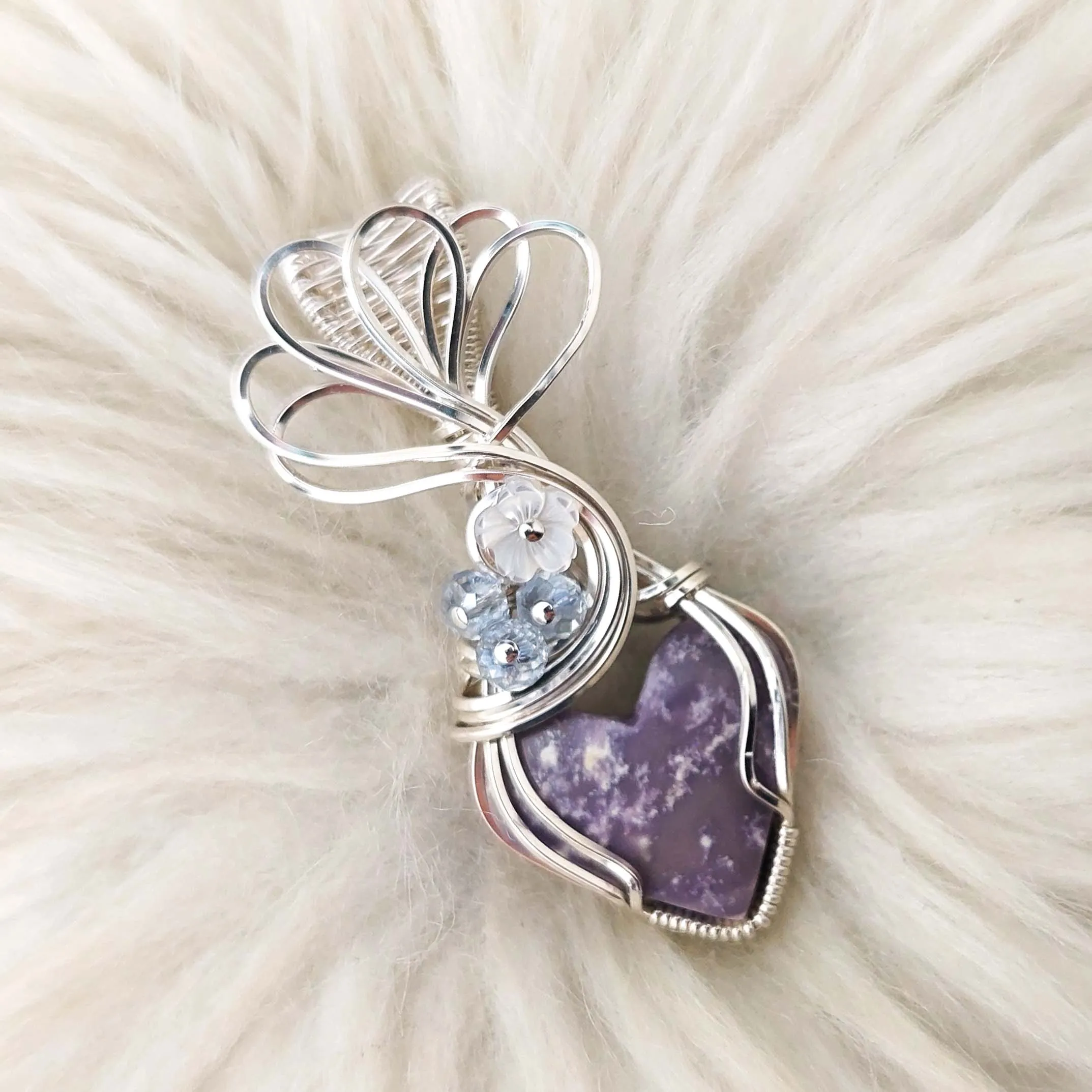 Burrow Creek Agate And Sterling silver Heart Pendant