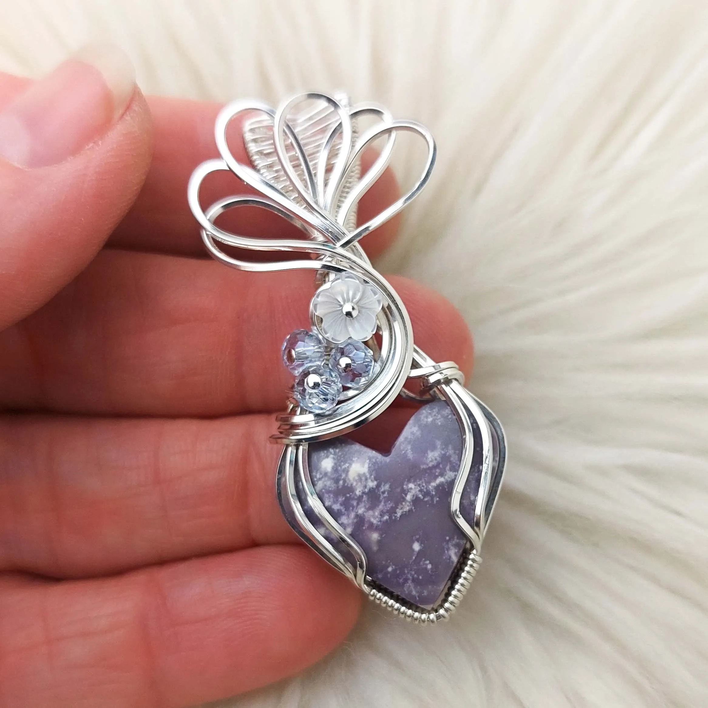Burrow Creek Agate And Sterling silver Heart Pendant