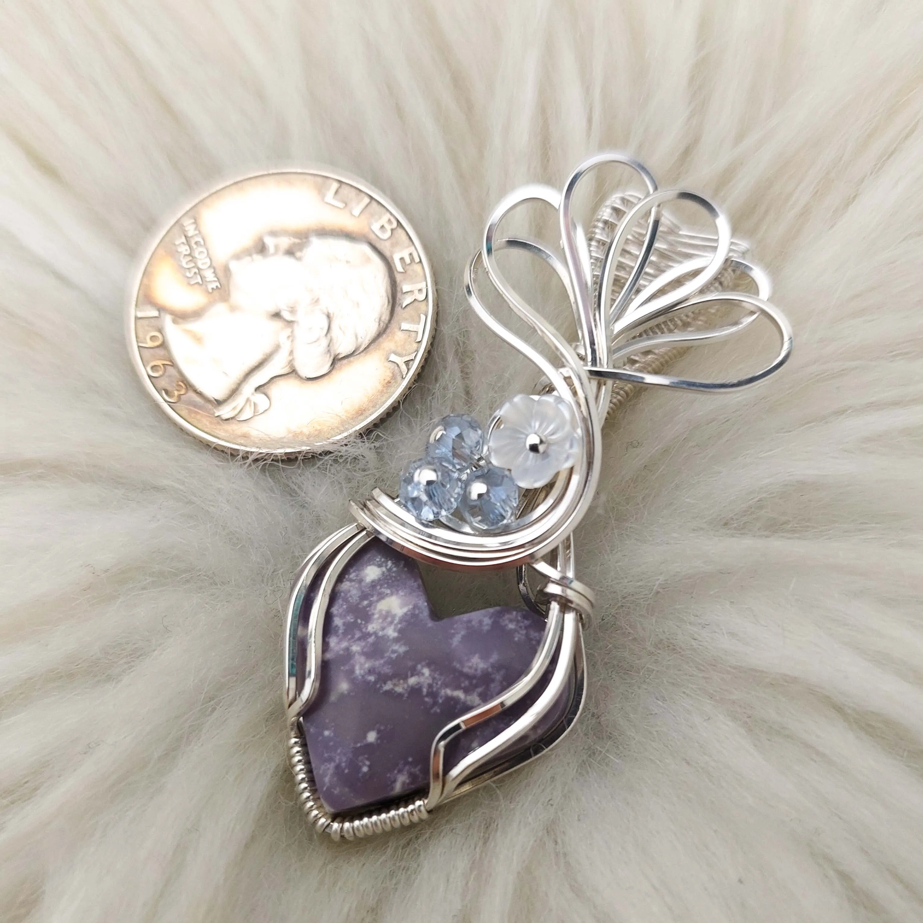 Burrow Creek Agate And Sterling silver Heart Pendant