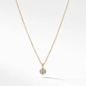 Cable Collectibles® Kids Necklace Birthstone Necklace with Aquamarine in 18K Gold, 3mm