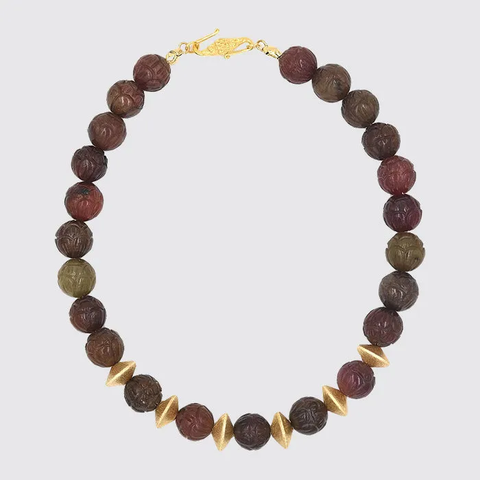 Carved Bead Bauble Necklace