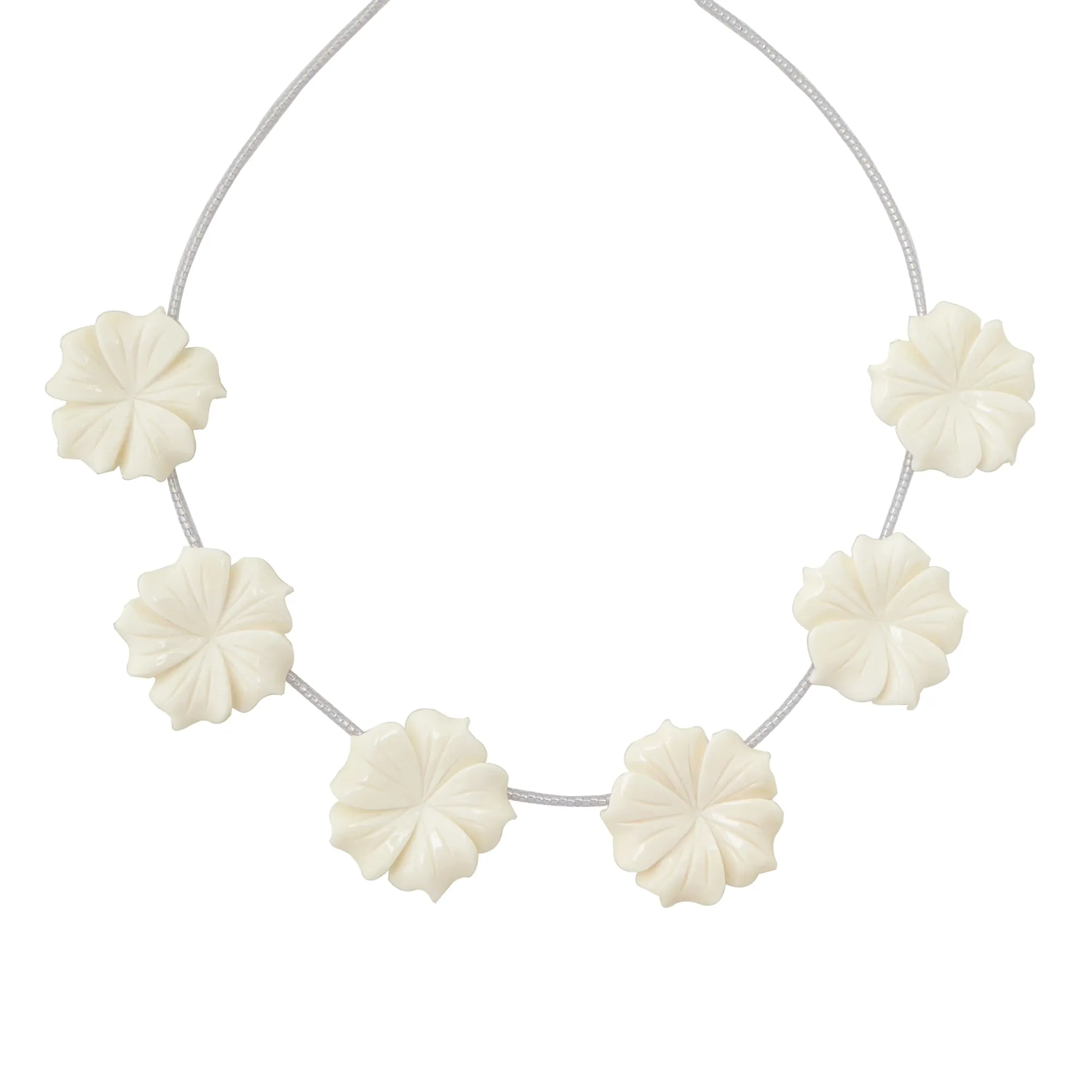 Carved flower beaded necklace
