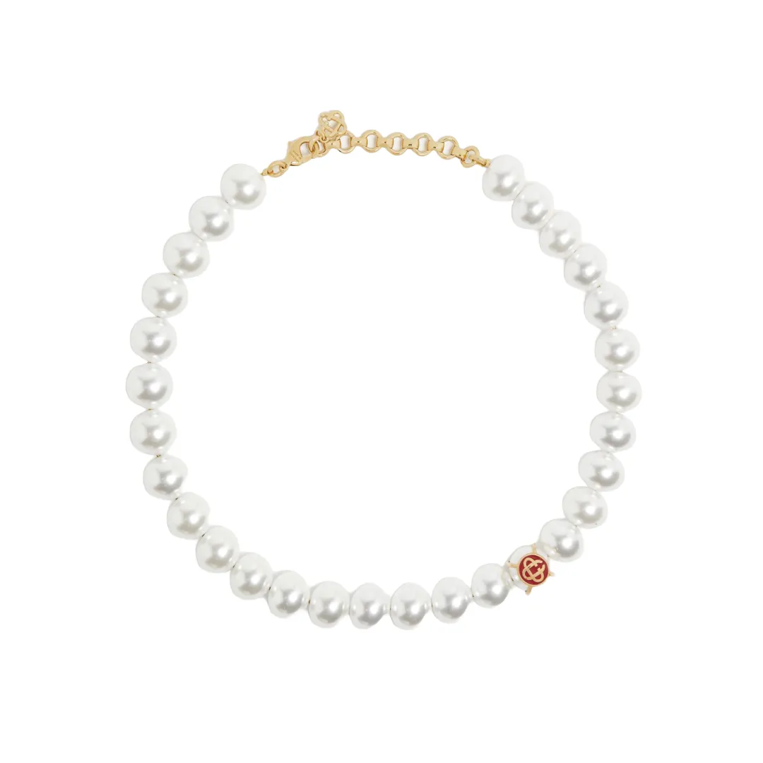 CASABLANCA LOGO PEARL NECKLACE