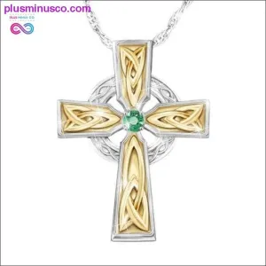 Celtic Green Zircon Woman Double Color Cross Religious