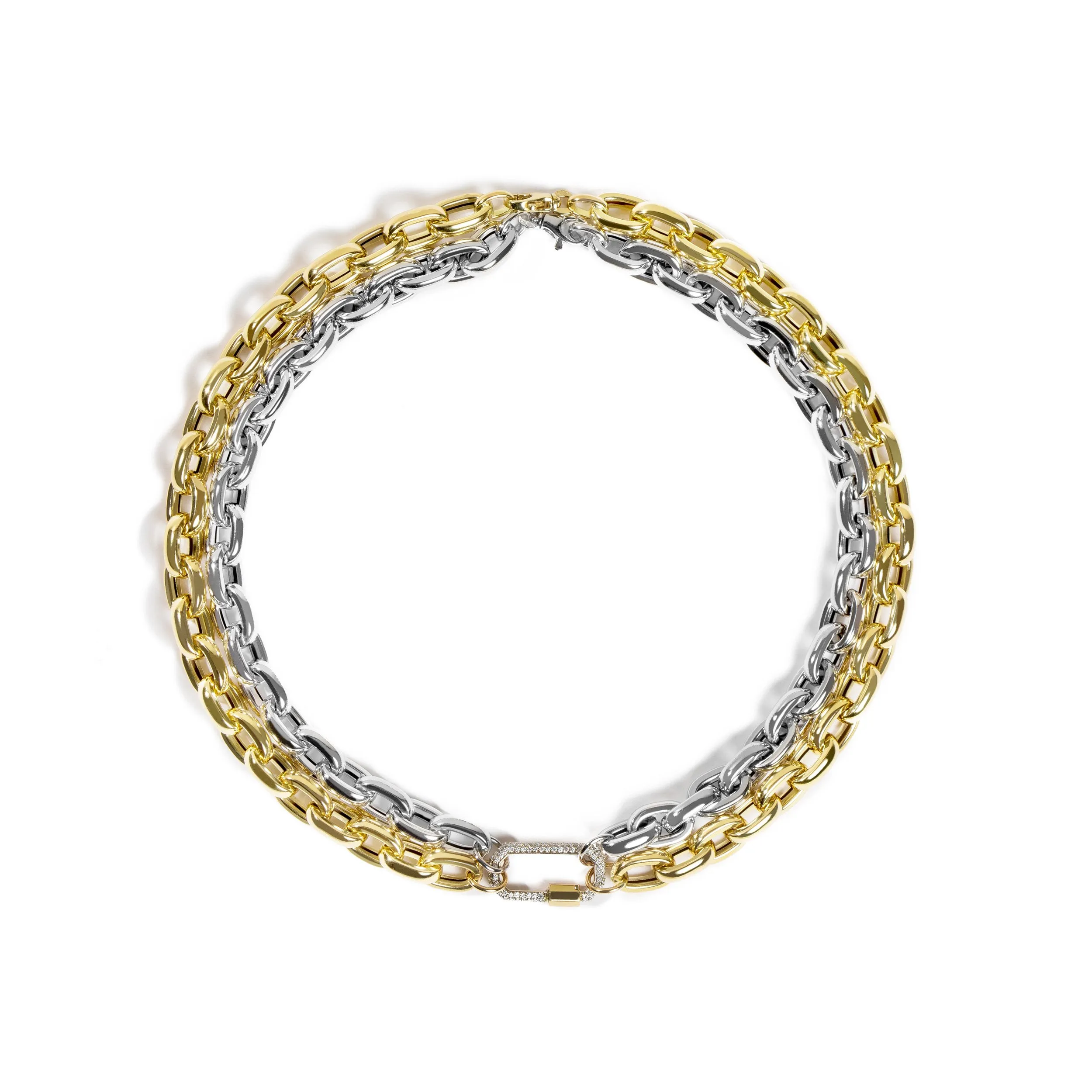 Chain Set with Diamond Pave Oval Lock