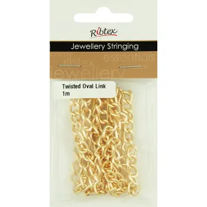 CHAIN TWISTED OVAL LINK 9X6MM LIGHT GOLD