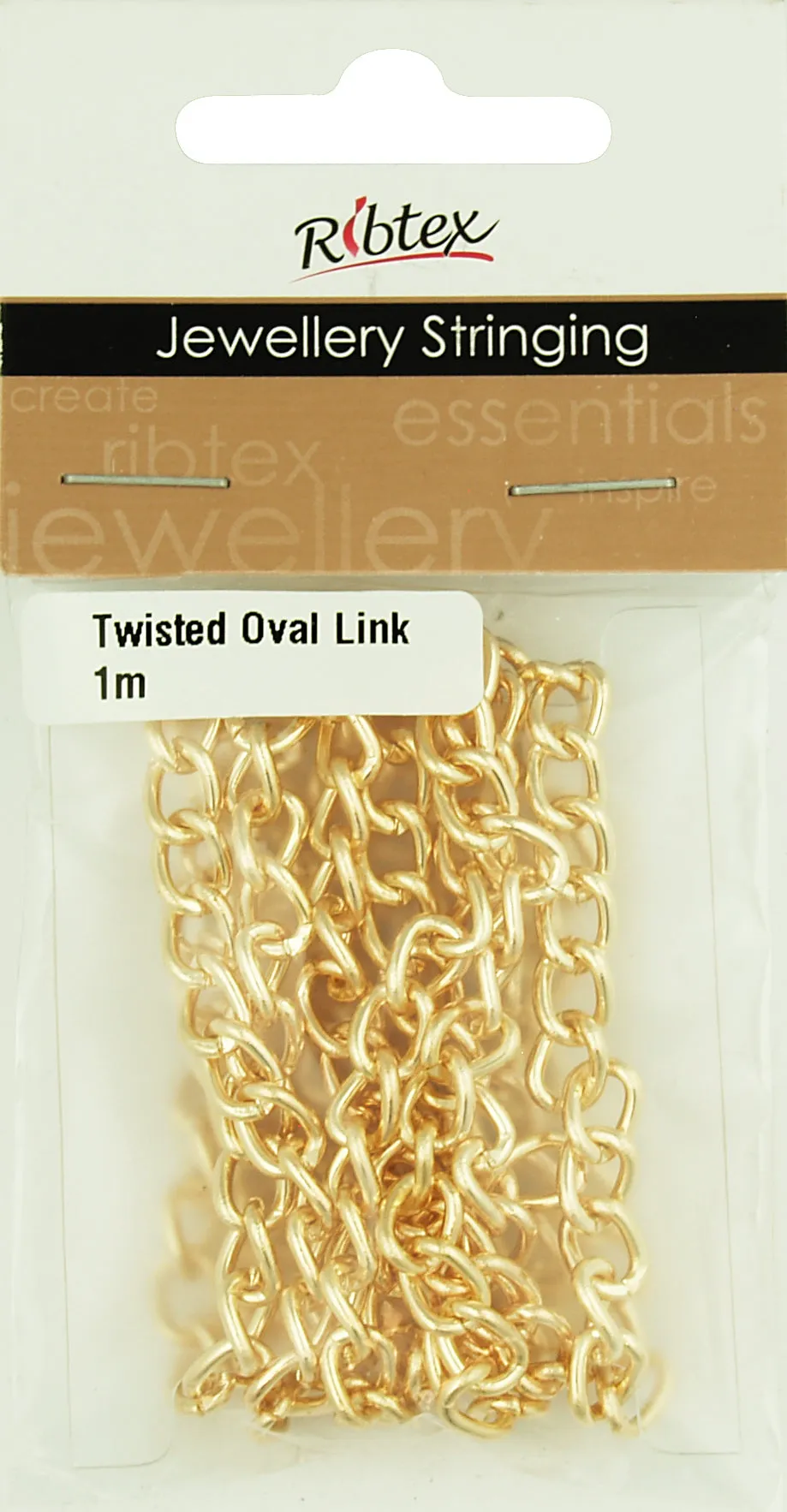 CHAIN TWISTED OVAL LINK 9X6MM LIGHT GOLD