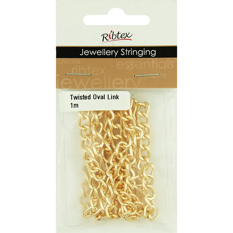 CHAIN TWISTED OVAL LINK 9X6MM LIGHT GOLD