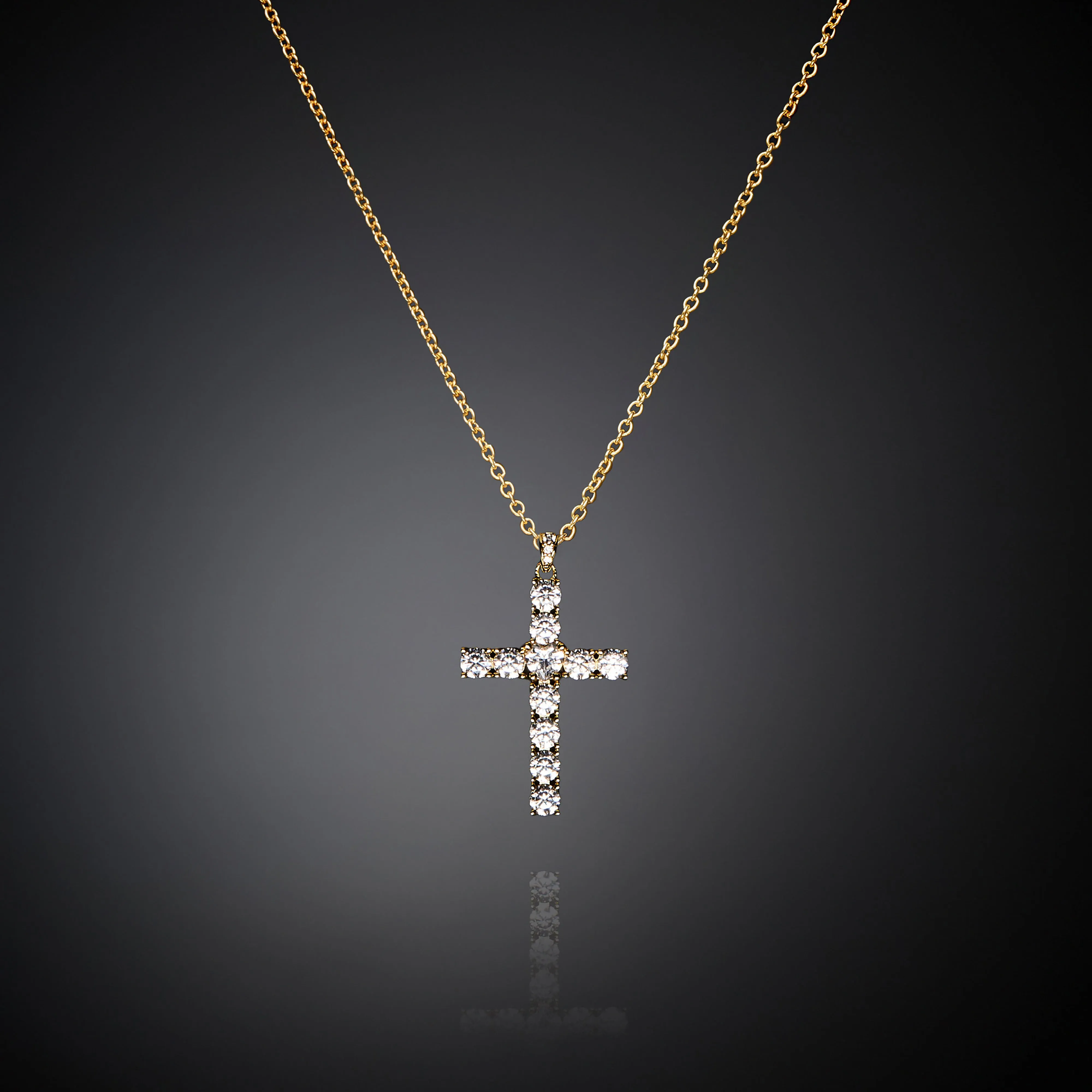 Chiara Ferragni Croci White Zirconia Bold Cross Pendant in Gold Necklace