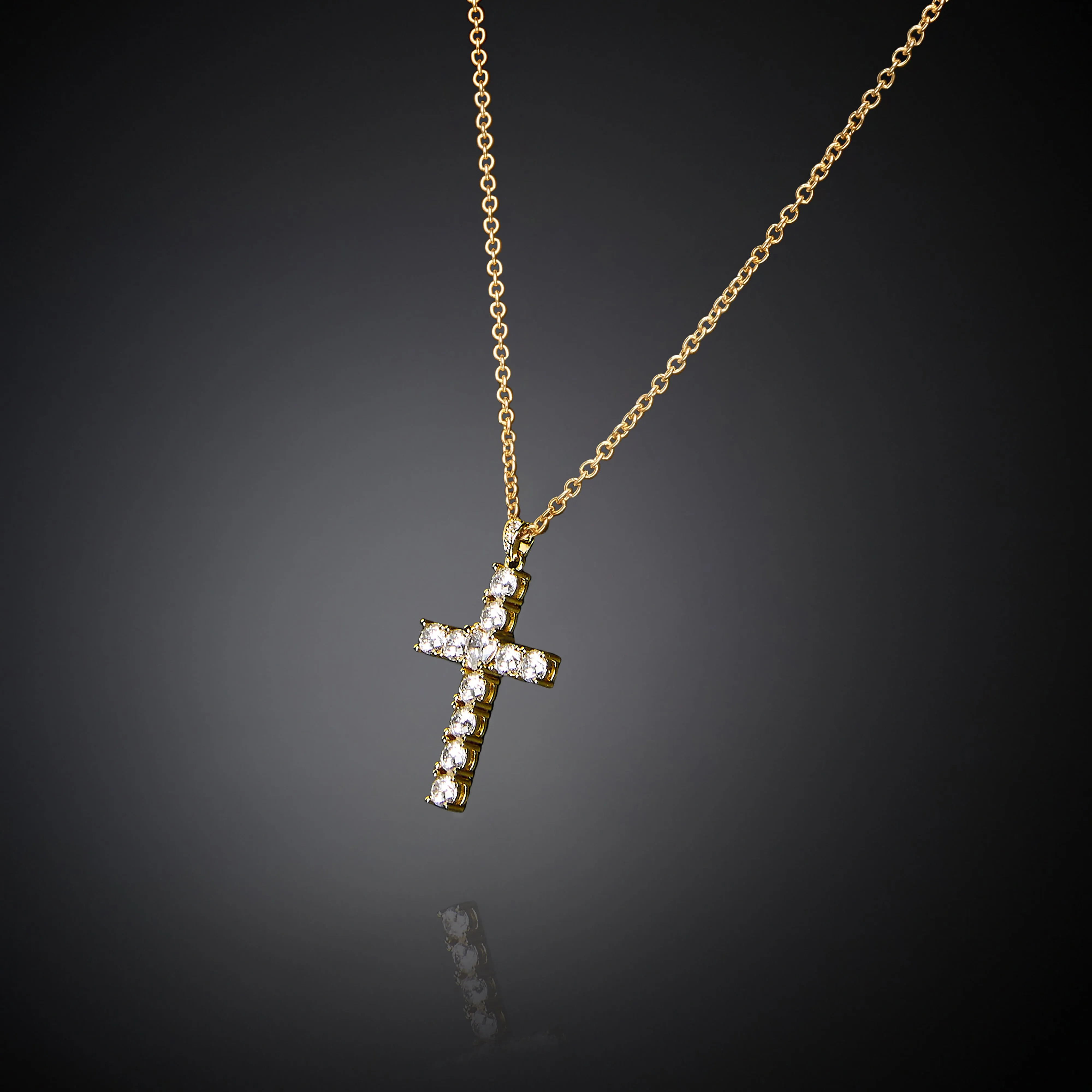 Chiara Ferragni Croci White Zirconia Bold Cross Pendant in Gold Necklace