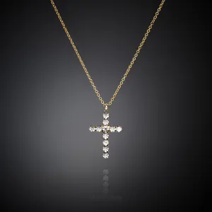 Chiara Ferragni Croci White Zirconia Bold Cross Pendant in Gold Necklace