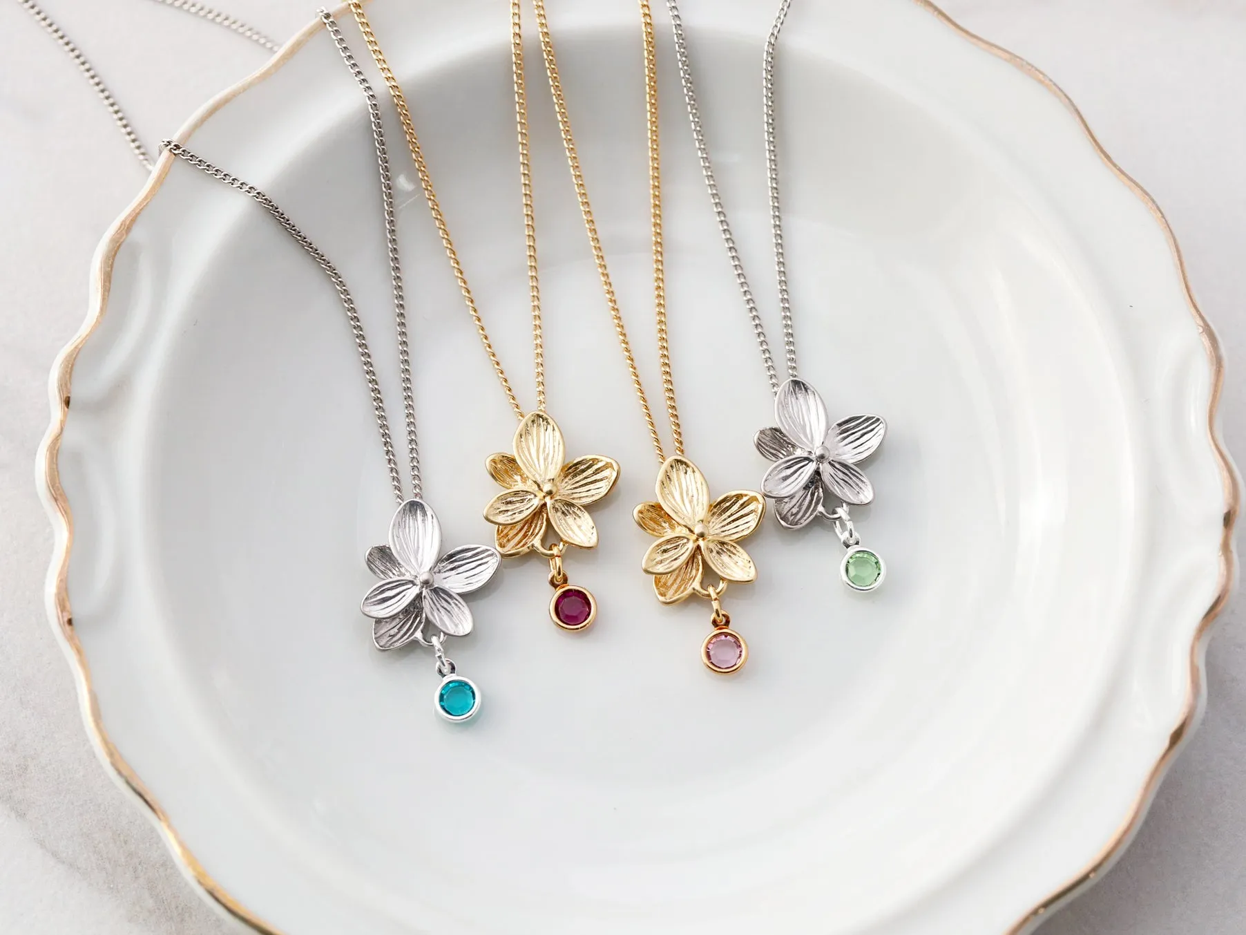 Children's Flower   Birthstone Necklace