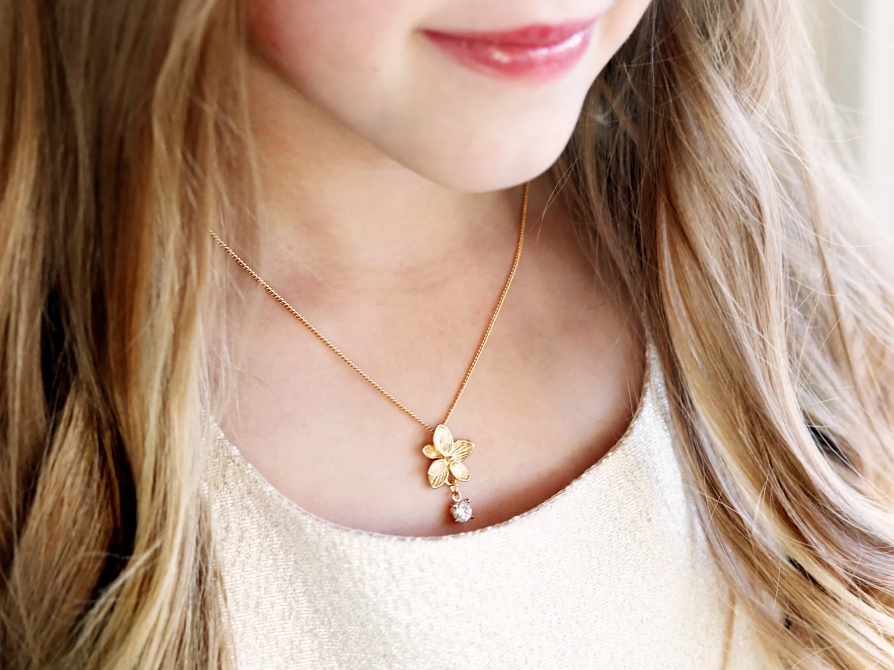 Children's Flower   Birthstone Necklace