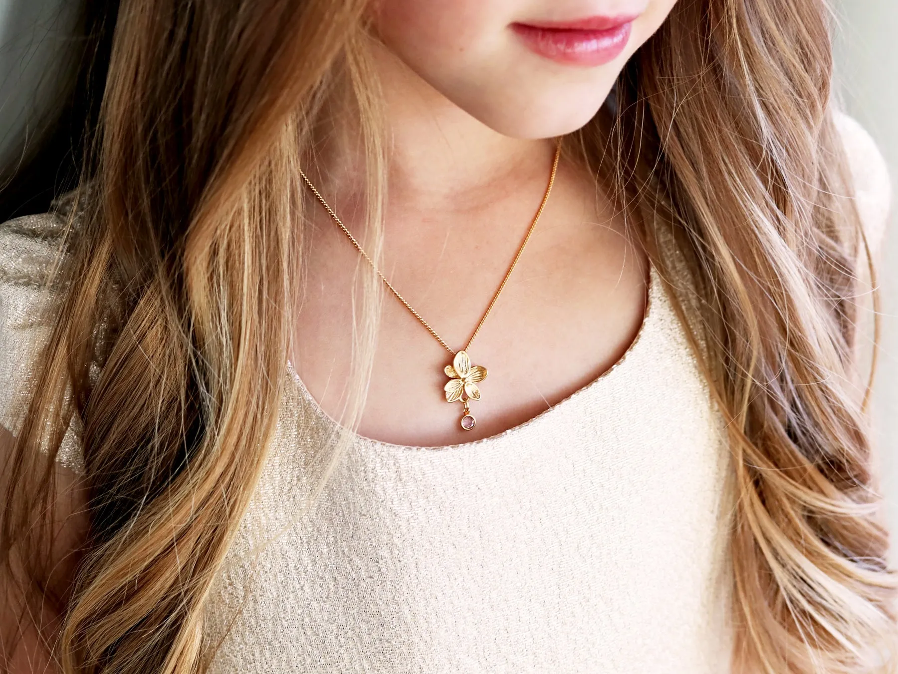 Children's Flower   Birthstone Necklace